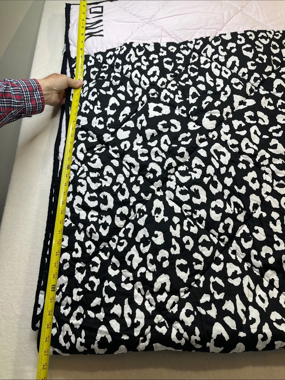 PINK Victoria's Secret Black & White Leopard Quilted COMFORTER 80 inches by 82